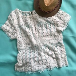 ⚡3/$15⚡Lace cropped blouse with zipper